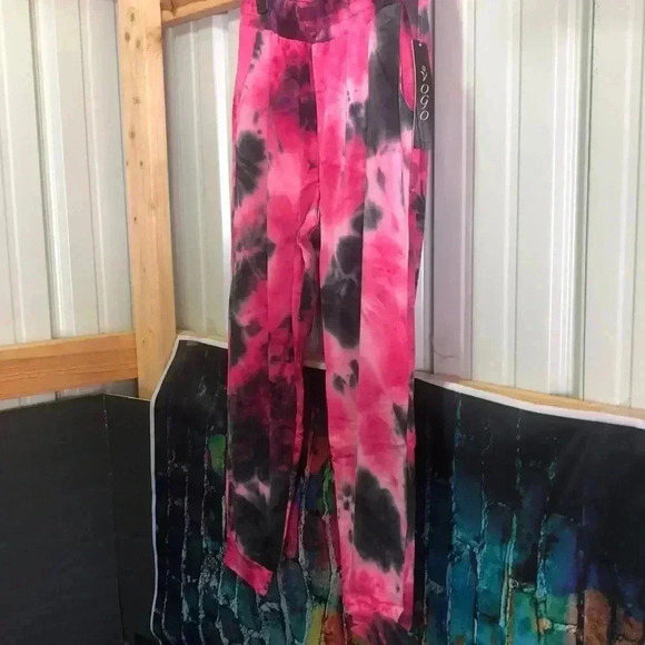 VOGO pants with pockets Fuchia and black tie dye size Medium - Picture 1 of 9